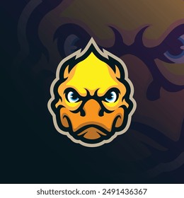 Duck mascot logo design vector with modern illustration concept style for badge, emblem and t shirt printing. Duck head illustration.