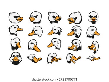 Ente Maskottchen Logo Symbol Set