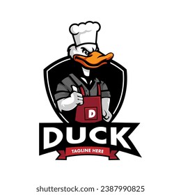 Duck mascot logo isolated on white background for business