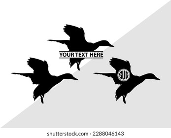 Duck Monogram Vector Illustration Silhouette