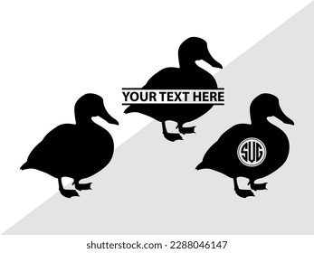 Duck Monogram Vector Illustration Silhouette