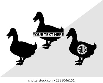 Duck Monogram Vector Illustration Silhouette