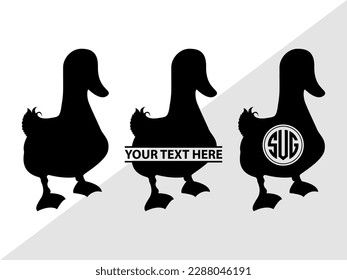 Duck Monogram Vector Illustration Silhouette