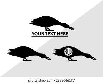Duck Monogram Vector Illustration Silhouette