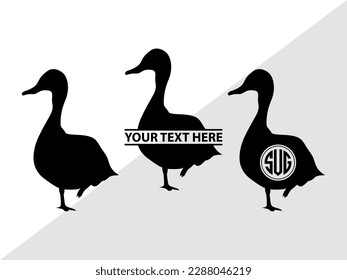 Duck Monogram Vector Illustration Silhouette