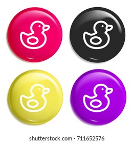 Duck multi color glossy badge icon set. Realistic shiny badge icon or logo mockup