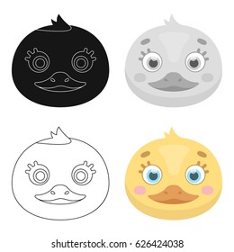 Duck muzzle icon in cartoon style isolated on white background. Animal muzzle symbol stock vector illustration.