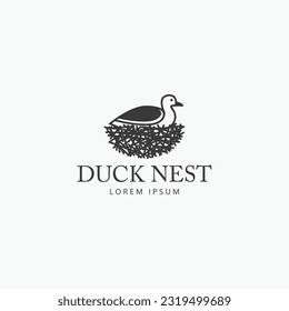 Duck in nest abstract logo flat icon illustration