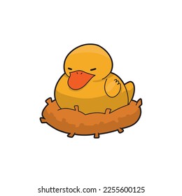 duck in the nest cartoon vector art