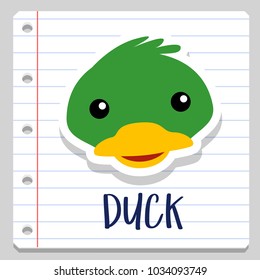 Duck Notebook School Vector Art Children Illustration