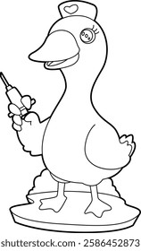 Duck Nurse Syringe Animal Vector Graphic Art Illustration