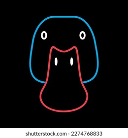 Duck on black background icon. Farm animal vector illustration. Agriculture sign. Graph symbol for your web site design, logo, app, UI. EPS10.