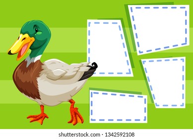 A duck on blank note illustration