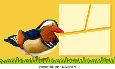 A duck on blank note illustration