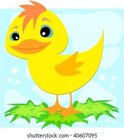Duck on Leaves Vector
