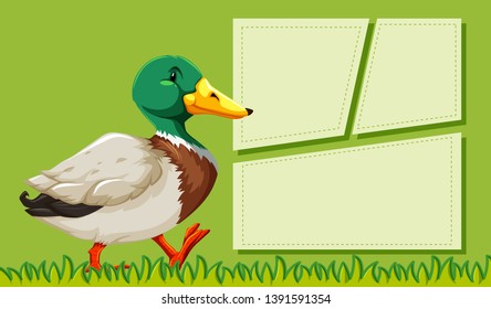 Eine Ente auf Notenvorlage - Illustration