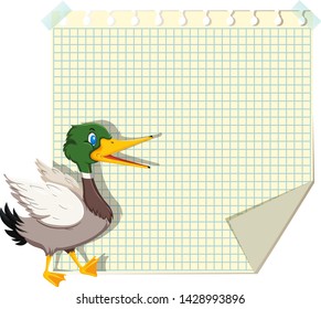 Duck on note template illustration