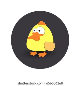 Duck on a round background. Icon. For web design. Eps 10.
