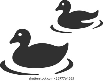 Duck on water simple black icon vector illustration