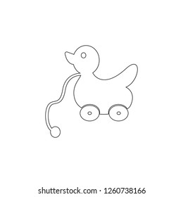 duck on wheels. Toy element icon. Premium quality graphic design icon. Baby Signs, outline symbols collection icon for websites, web design, mobile app on white background