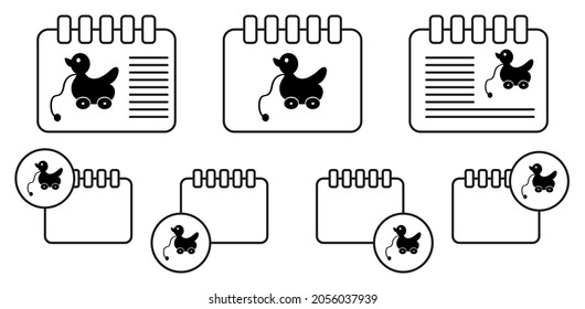 Duck on wheels. Toy element vector icon in calender set illustration for ui and ux, website or mobile application