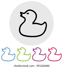 Duck on yellow background, vector illustration
