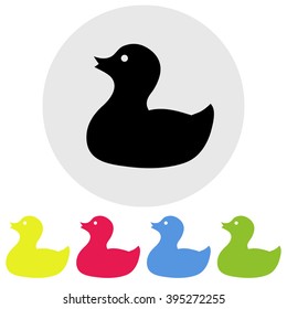 Duck on yellow background, vector illustration