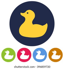 Duck on yellow background, vector illustration