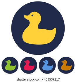 Duck on yellow background, vector illustration