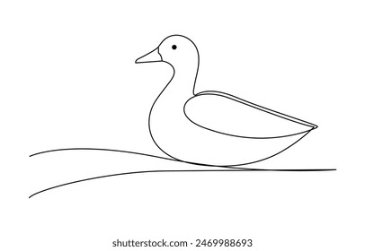 Duck in one continuous line drawing vector illustration. Pro vector, duck continuous line vector illustration, Continuous single line art drawing of pet animal duck concept outline vector illustration