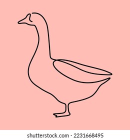 Dibujo de una línea de arte continuo de aves de corral, animales domésticos.
