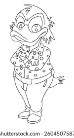 Duck outline for color vector illustration