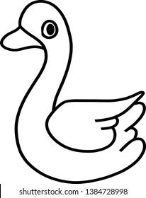 Duck Outline Coloring Page Vector Isolated