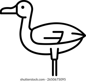 Ícone de contorno de pato no plano de fundo branco