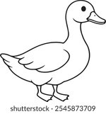 Duck outline vector art black color illustration