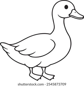 Duck outline vector art black color illustration