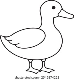 Duck outline vector art black color illustration