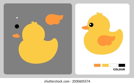 Duck pattern for kids crafts or paper crafts. Vector illustration of duck puzzle. cut and glue patterns for children's crafts.