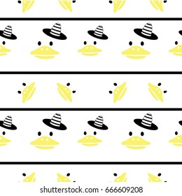 duck pattern lines background hat seamless pattern white background vector illustration