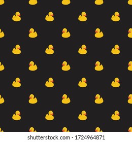 
Duck pattern on a black background seamless pattern on print. Vector