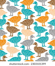 Duck pattern seamless. Drake background. Baby fabric texture
