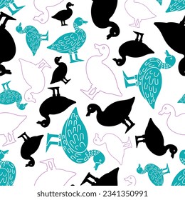 Duck pattern seamless. Drake background. Baby fabric texture
