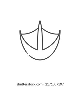 Duck paw print line icon. linear style sign for mobile concept and web design. Duck bird footprint outline vector icon. Symbol, logo illustration. Vector graphics