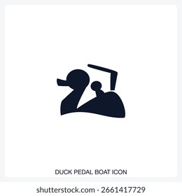 Duck Pedal Boat Icon solid vector icon with a bold, minimal design. Suitable for presentations, websites, apps, infographics, and various digital or print projects.