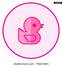 Duck. Pink baby icon on a white background, line art vector design.