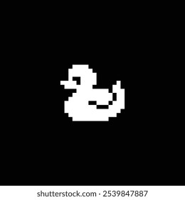 Duck in pixel art - Cute kawaii style pixel duck in retro 1-bit game style - used for presentations, logo, stickers, icons, and can be applied to t-shirt screen printing