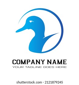 duck plain logo design with blue color, can be used for business logo, farm etc