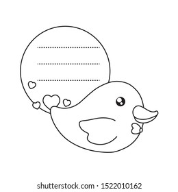 duck plastic toy in card vector illustration design
