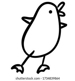 duck playing isolated white background line art