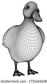 Duck polygonal lines illustration. Abstract vector duck on the white background